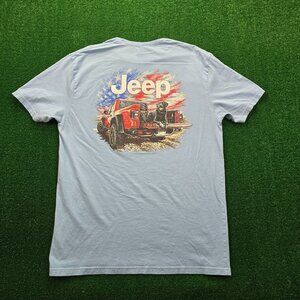 Jeep Tshirt Mens XL Blue Short Sleeve Gladiator Labrador Dog‎ Graphic Outdoor
